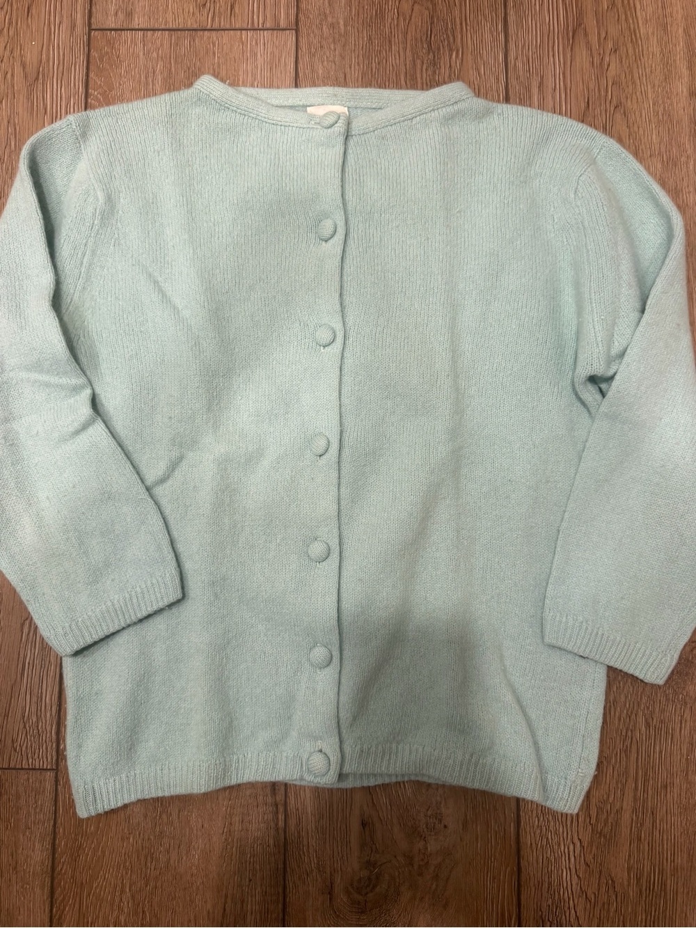 Evan Picone Pale Mint Button-Front Crewneck Cardigan 0372